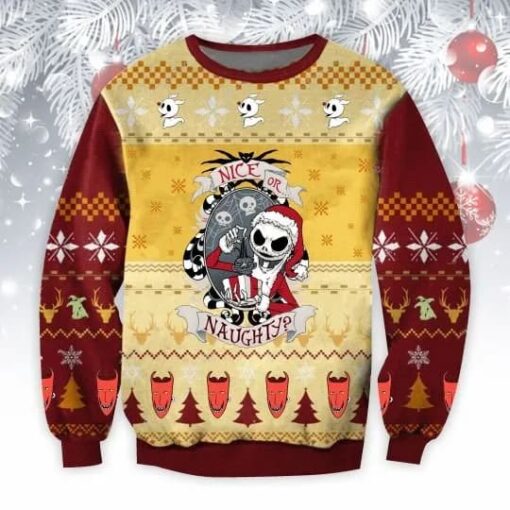 Jack Skellington Nice Or Naughty Christmas Sweater