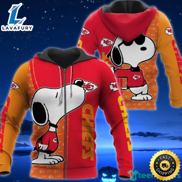 Kansas City Chiefs Snoopy All Over Printed 3D T-Shirt Hoodie
