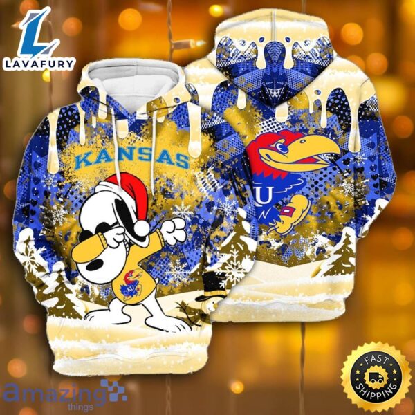 Kansas Jayhawks Snoopy Dabbing The Peanuts Sports Football American Christmas All Over Print 3D Hoodie