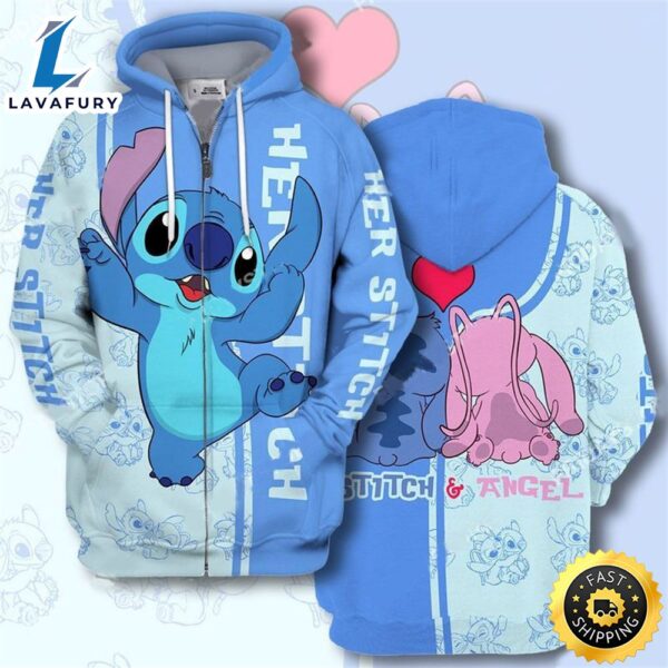 Las Her Stitch Adorable Couple All Over Print 3d Zip Hoodie