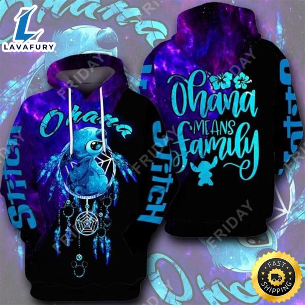 Lilo And Stitch Ohana Means Family Dreamcatcher Galaxy Style 3d Hoodie