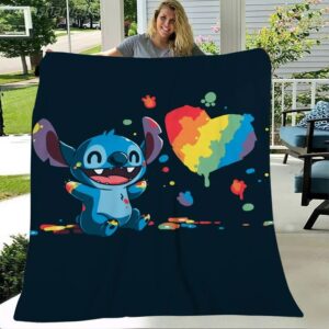 Lilo & Stitch Blanket Printed Travel Blanket for Girls Women