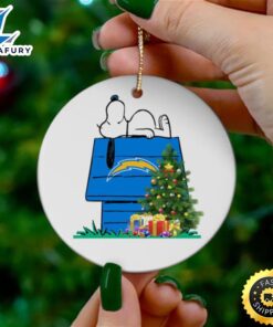 Los Angeles Chargers Snoopy Christmas Circle Ornament
