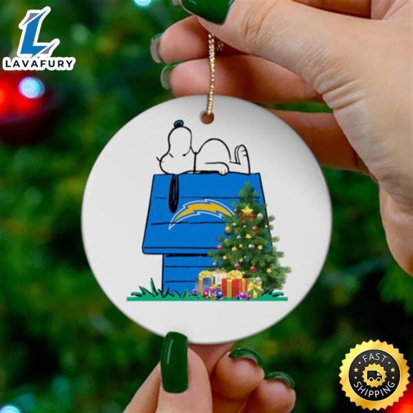 Los Angeles Chargers Snoopy Christmas Circle Ornament