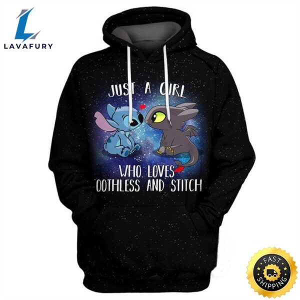 Loves Toothless And Stitch Over Print 3d Zip Hoodie