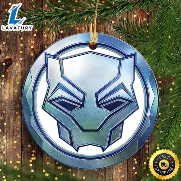 Marvel Black Panther_ Wakanda Forever Metal Panther Logo Marvel Christmas Ornaments