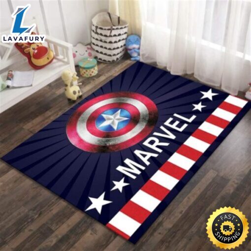 Marvel Captain America Modern Geometric Traditional Marvel Christmas Rug