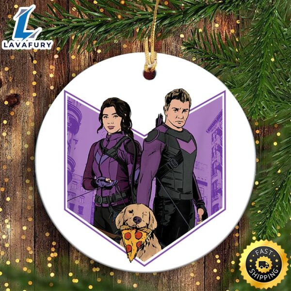Marvel Hawkeye Clint Barton Kate Bishop & Lucky Marvel Ornament