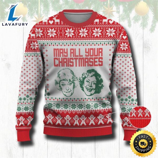 May All Your Christmases Golden Girl Ugly Christmas Sweater