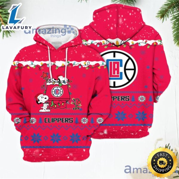Merry Christmas Season Los Angeles Clippers Snoopy 3D Hoodie Cute Christmas Gift For Men And Women