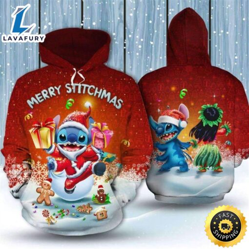 Merry Stichmas Cute Stitch Santa Art 3d Printed Hoodie