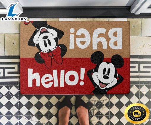 Mickey Minnie Hello Bye Mouse Doormat