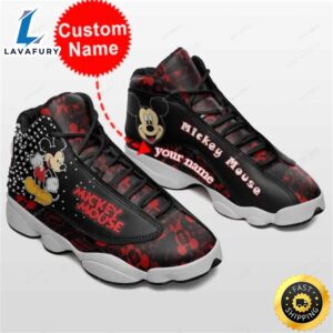 Mickey Mouse Black Background Personalized Name Air JD13 Sneakers Custom Shoes