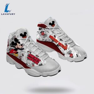 Mickey Mouse Grey Red Air Jordan 13 Shoes