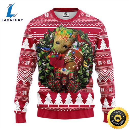 NFL Alabama Crimson Tide Groot Hug Christmas Ugly Sweater