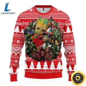 NFL Chicago Blackhawks Groot Hug Christmas Ugly Sweater