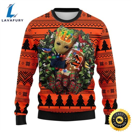 NFL Cincinnati Bengals Groot Hug Christmas Ugly Sweater