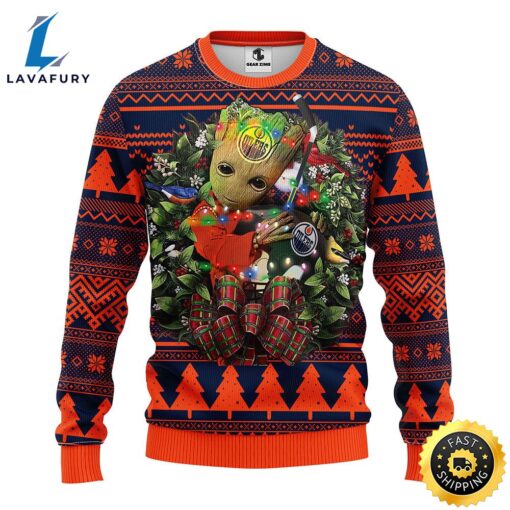 NFL Edmonton Oilers Groot Hug Christmas Ugly Sweater