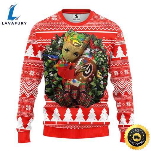 NFL Georgia Bulldogs Groot Hug Christmas Ugly Sweater