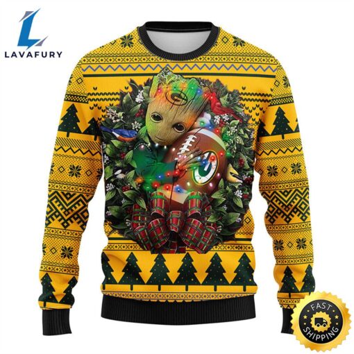 NFL Green Bay Packers Groot Hug Christmas Ugly Sweater