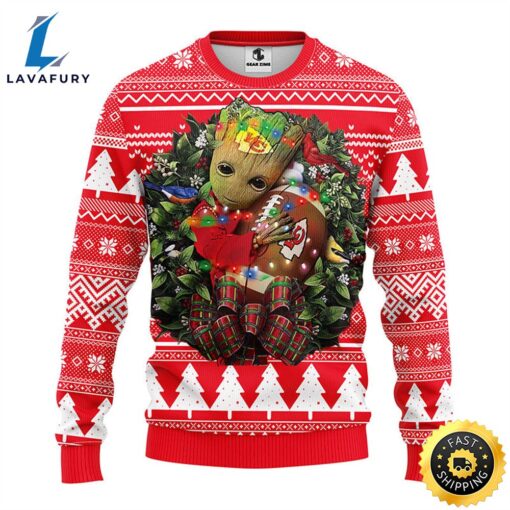 NFL Kansas City Chiefs Groot Hug Christmas Ugly Sweater