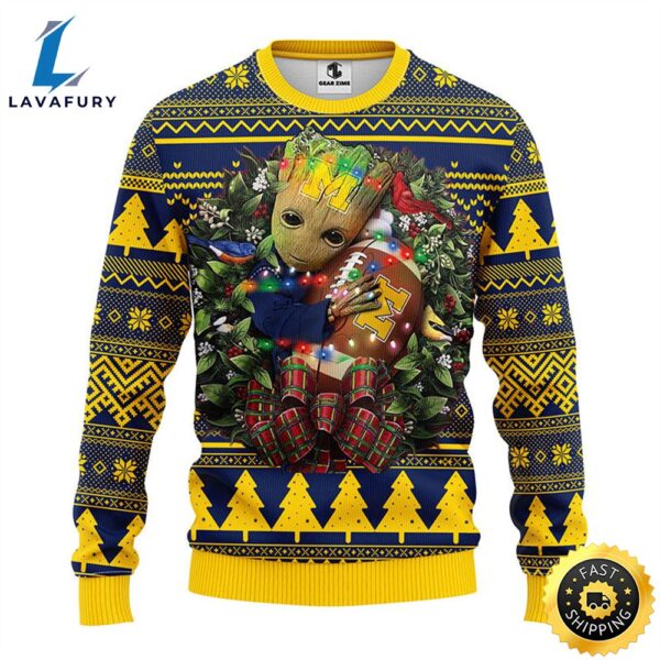 NFL Michigan Wolverines Groot Hug Christmas Ugly Sweater