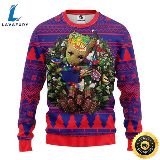 NFL Montreal Canadians Groot Hug Christmas Ugly Sweater