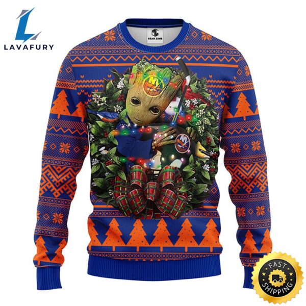 NFL New York Islanders Groot Hug Christmas Ugly Sweater