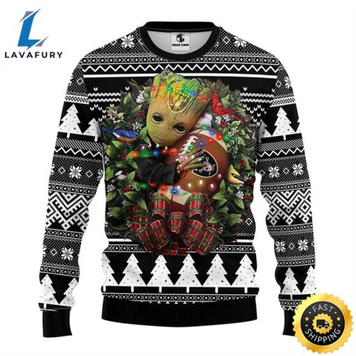 NFL Oakland Raiders Groot Hug Christmas Ugly Sweater