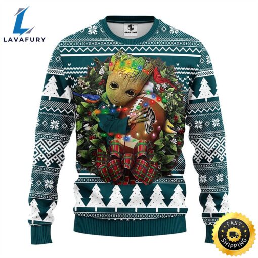 NFL Philadelphia Eagles Groot Hug Christmas Ugly Sweater