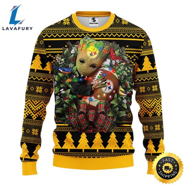 NFL Pittsburgh Steelers Groot Hug Christmas Ugly Sweater