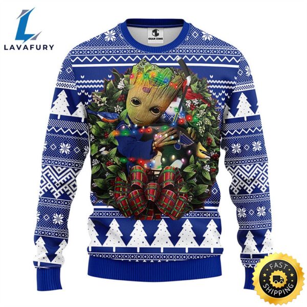 NFL St. Louis Blues Groot Hug Christmas Ugly Sweater