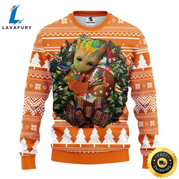 NFL Texas Longhorns Groot Hug Christmas Ugly Sweater