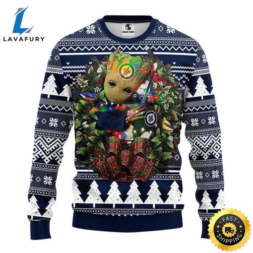 NFL Winnipeg Jets Groot Hug Christmas Ugly Sweater