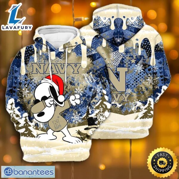 Navy Midshipmen Snoopy Dabbing The Peanuts Sports Football American Christmas All Over Print 3D Hoodie