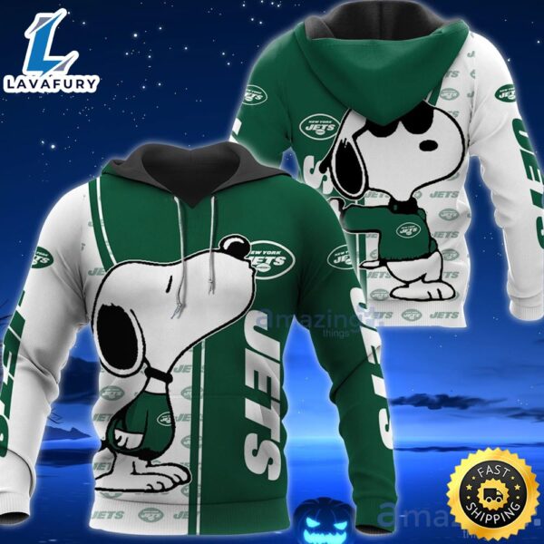 New York Jets Snoopy All Over Printed 3D T-Shirt Hoodie