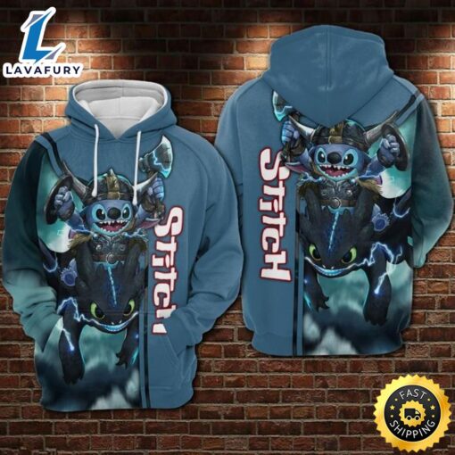 Nightfury And Stitch Over Print 3d Zip Hoodie