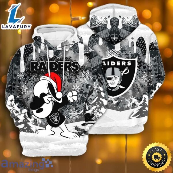 Oakland Raiders Snoopy Dabbing The Peanuts Sports Football American Christmas All Over Print 3D Hoodie
