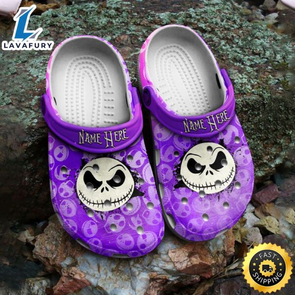 Personalized Jack Skellington Crocs Purple Classic Clogs Shoes
