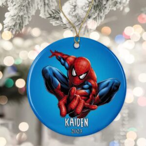 Personalized Spider Man Ornament, Blue…