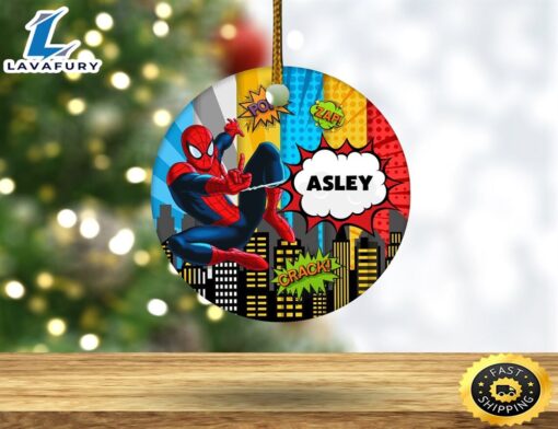 Personalized Spider Man Ornament, Spider Man Customized Ornament