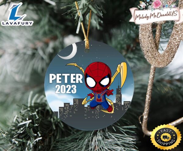 Personalized Spiderman Christmas Ornament, Superhero Ornament