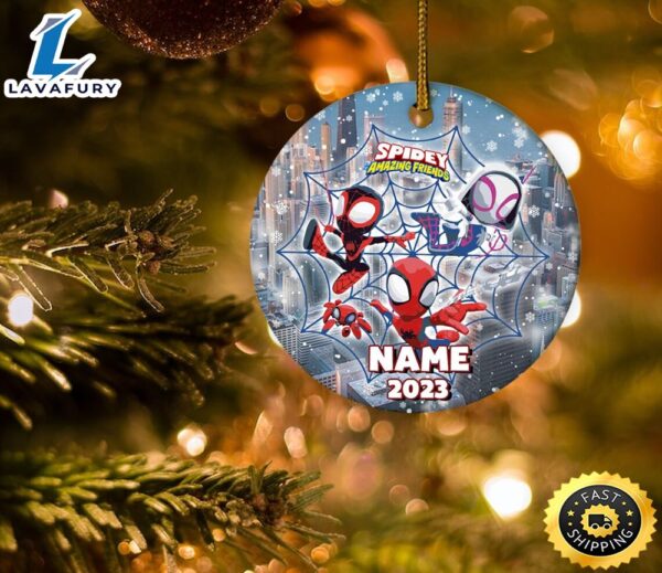 Personalized Spidey Christmas Ornament, Spiderman Superhero Ornament