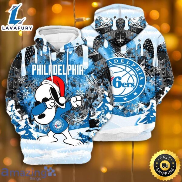 Philadelphia 76ers Snoopy Dabbing The Peanuts Sports Football American Christmas All Over Print 3D Hoodie