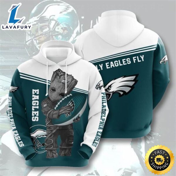 Philadelphia Eagles Logo I Am Groot Star Wars Fly Eagles Fly 3d Hoodie All Over Printed
