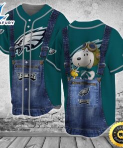 Philadelphia Eagles NFL Baseball Jersey Shirt Snoopy