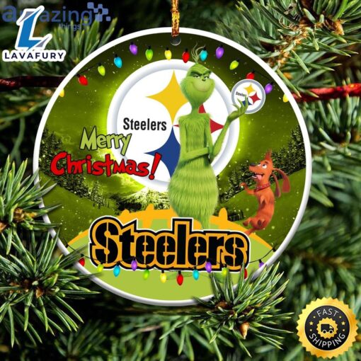 Pittsburgh Steelers NFL Funny Grinch Christmas Ornaments