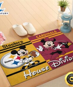 Pittsburgh Steelers Vs Arizona Cardinals Mickey And Minnie Teams Nfl House Divided Doormat