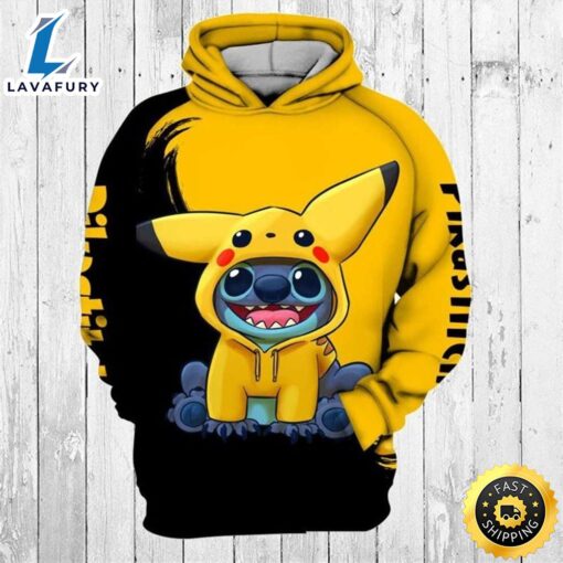 Pokemon X Lilo And Stitch 3d Zip Hoodie