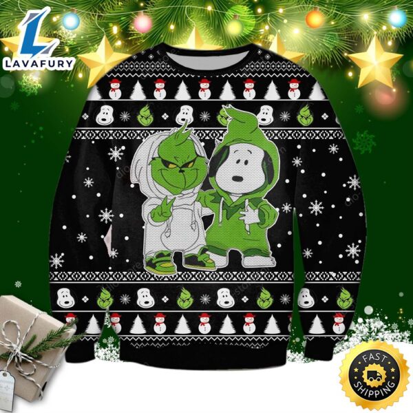 Snoopy And Grinch Costume Switch Ugly Christmas Sweater